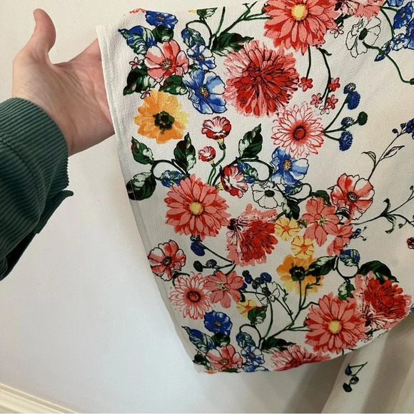 Paolino Women’s Short Sleeve White Open Front Draped Hi/Lo Floral Kimono GUC - Picture 4 of 5